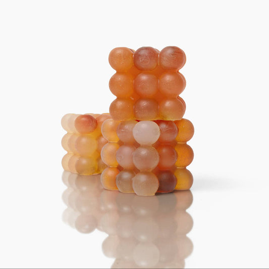 Stack of soap cubes with a white background