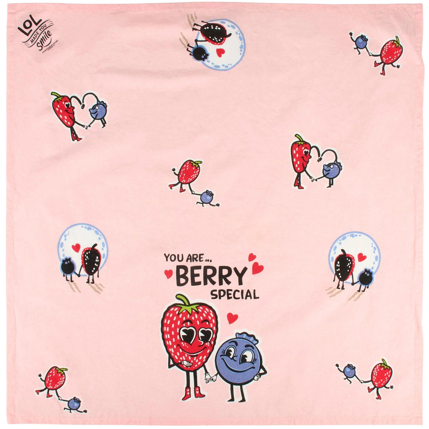 You Are Berry Special Kitchen Towel | Pink Strawberry & Blueberry Cotton Towel | 28” x 28”