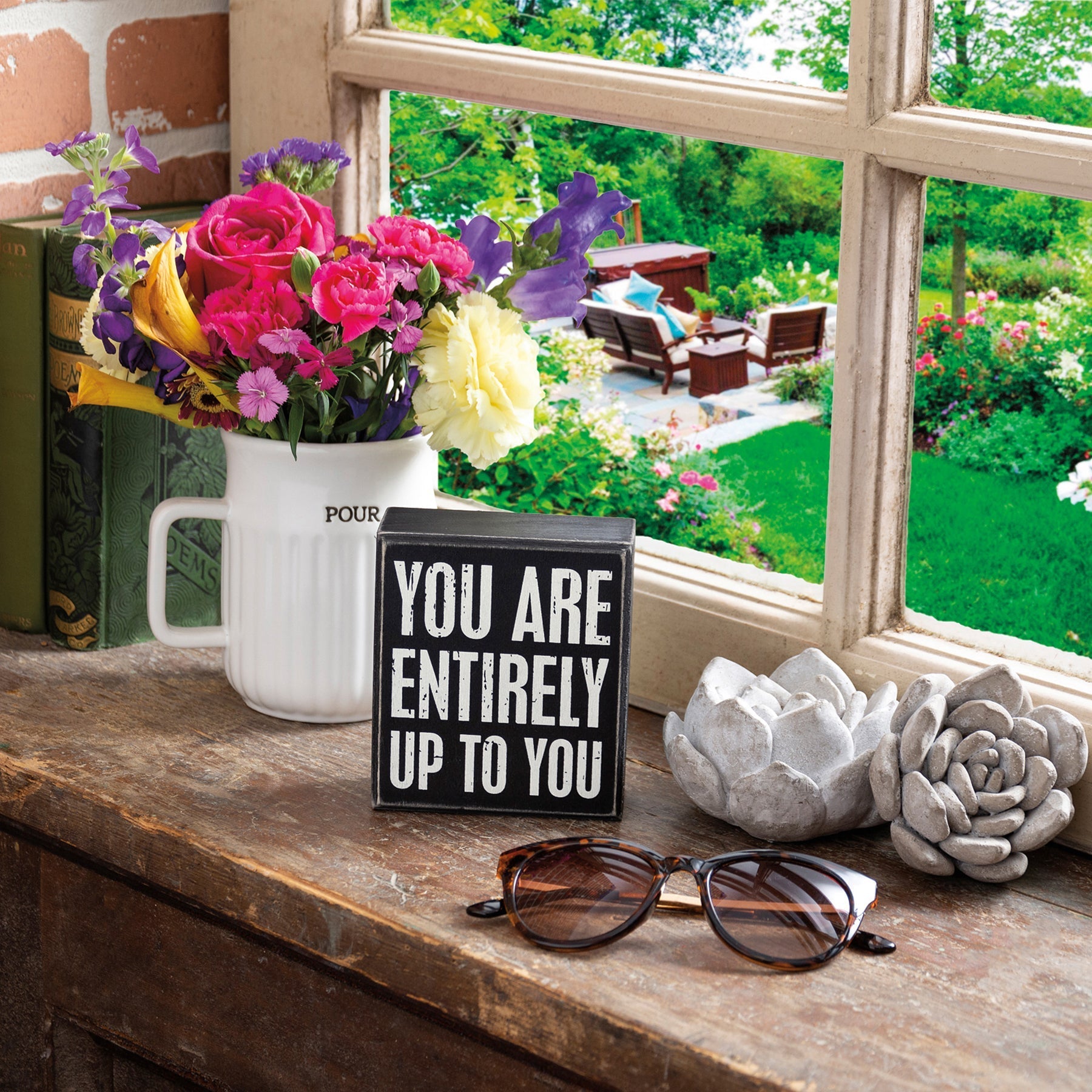 You Are Entirely Up To You Wooden Box Sign, Funny/Rustic/Modern Quote Wall Art | 4" x 4.50"