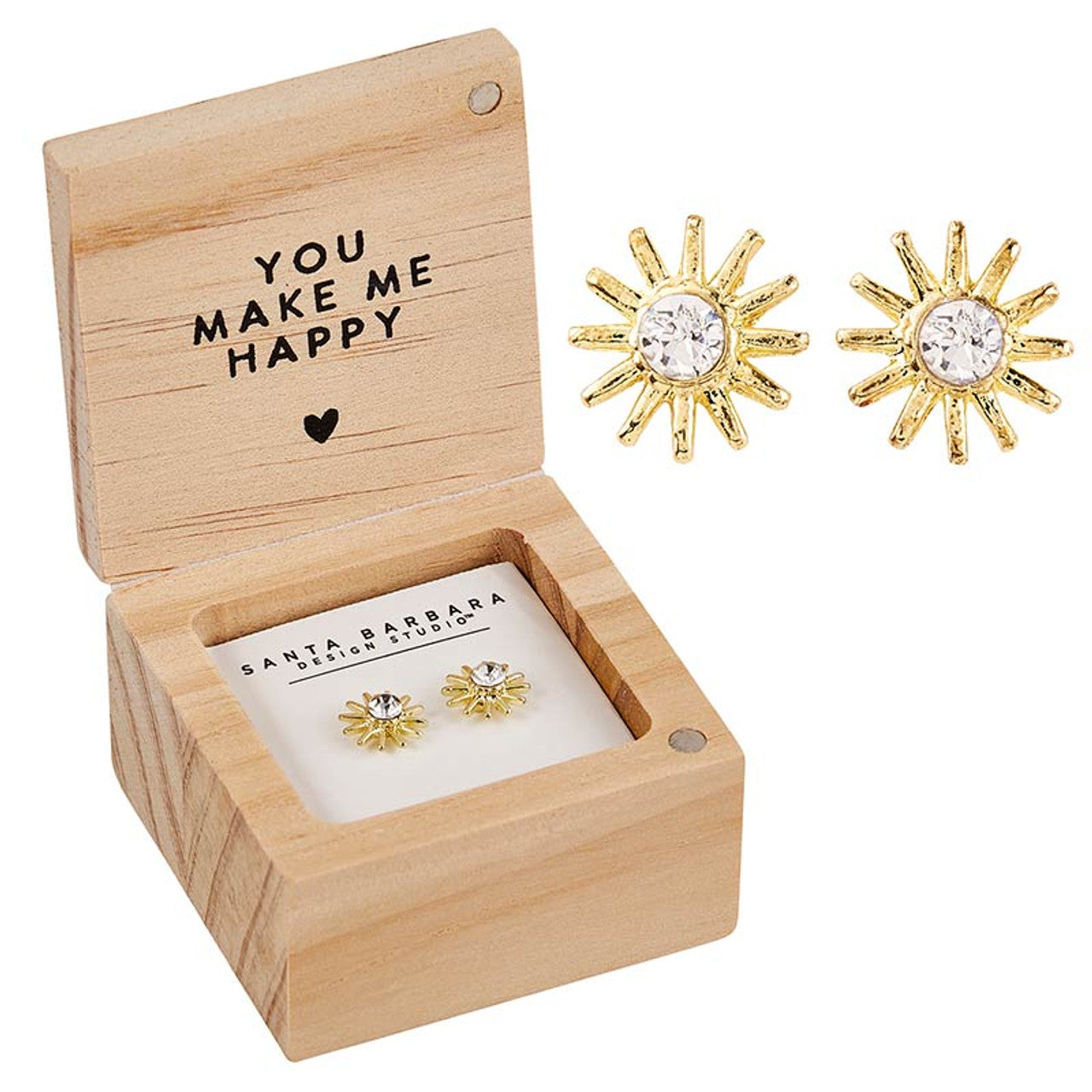 You Are My Sunshine Treasure Box Earrings | Sun-shaped Earrings in a Box | Gift for Her