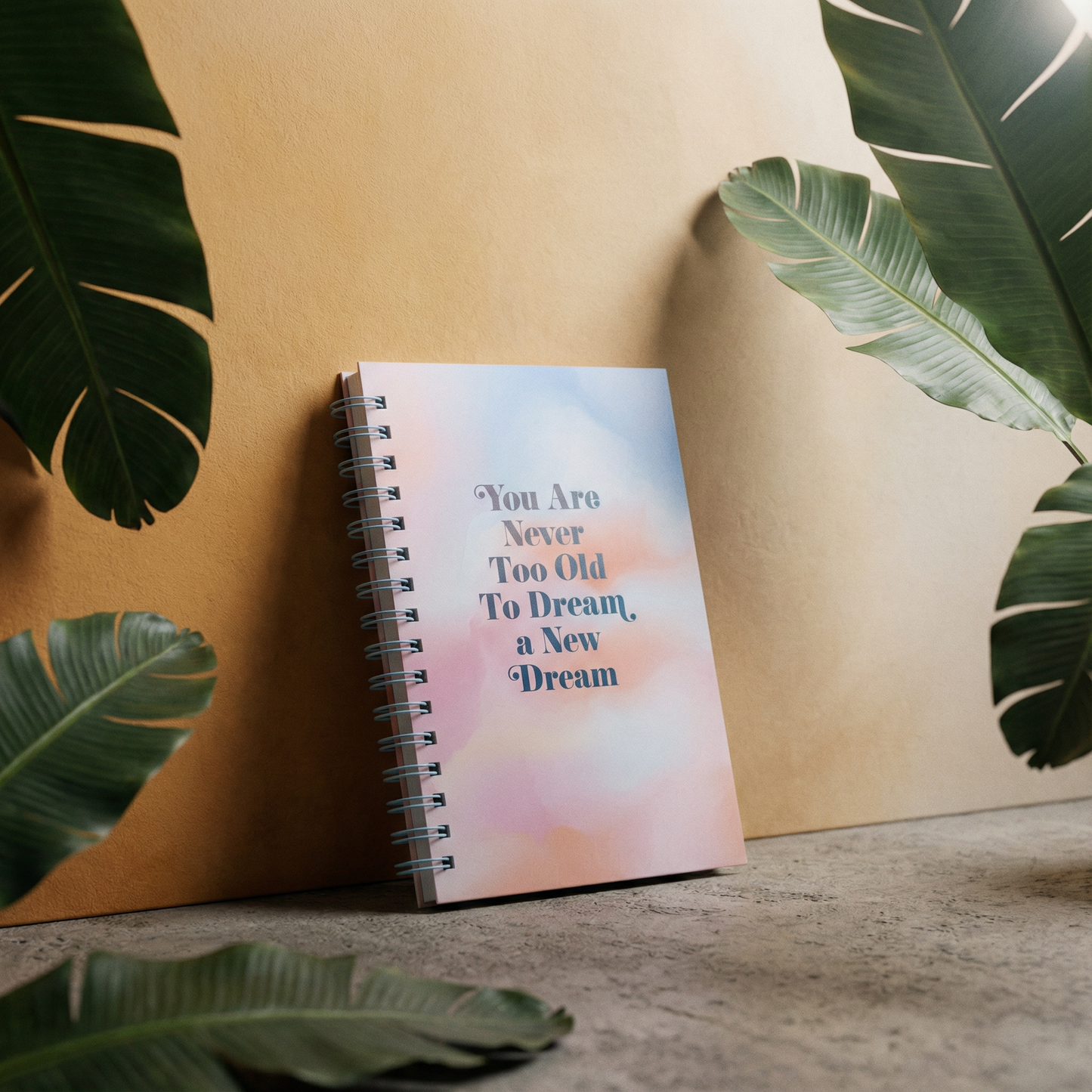 You Are Never Too Old To Dream A New Dream Spiral Hard Bound Journal in Pastel Color