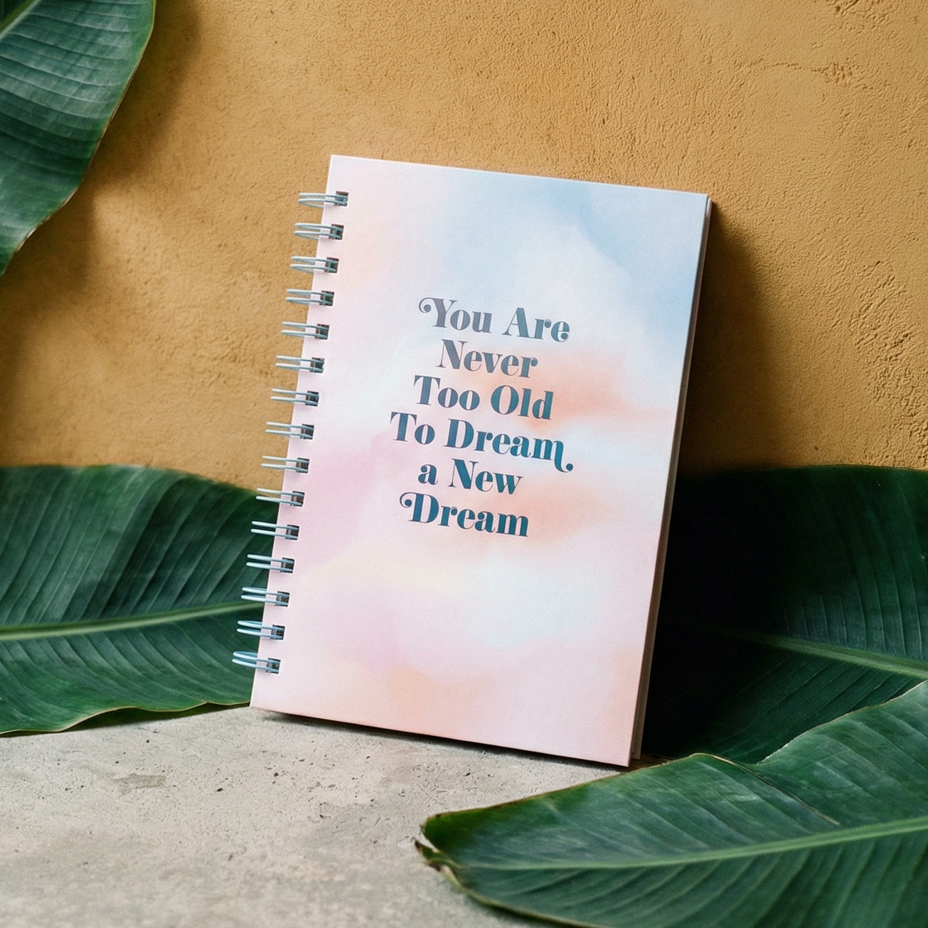 You Are Never Too Old To Dream A New Dream Spiral Hard Bound Journal in Pastel Color