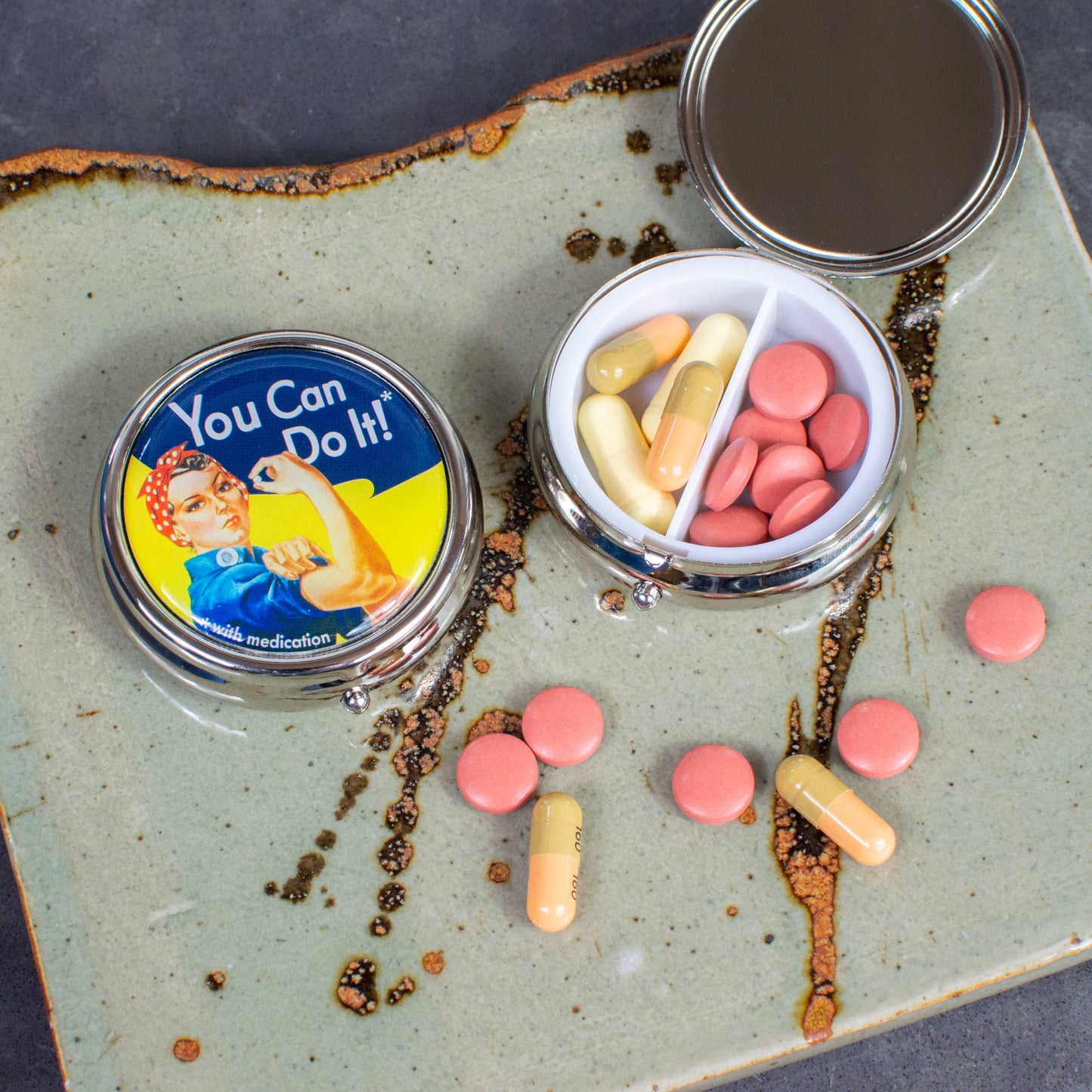 You Can Do It! Rosie the Riveter Pill Box | Two Compartments Pill Organizer