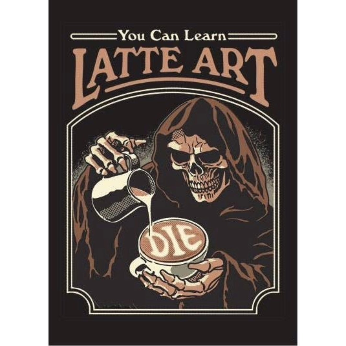 You Can Learn Latte Art Spooky Refrigerator Magnet | Rectangular Magnetic Surface Decor Art by Steven Rhodes | 2.5" X 3.5"-Ephemera-The Bullish Store
