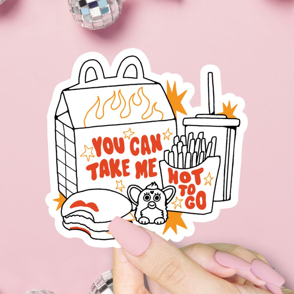 You Can Take Me Hot To Go Sticker, Chappell Roan, Happy Meal Vinyl Sticker