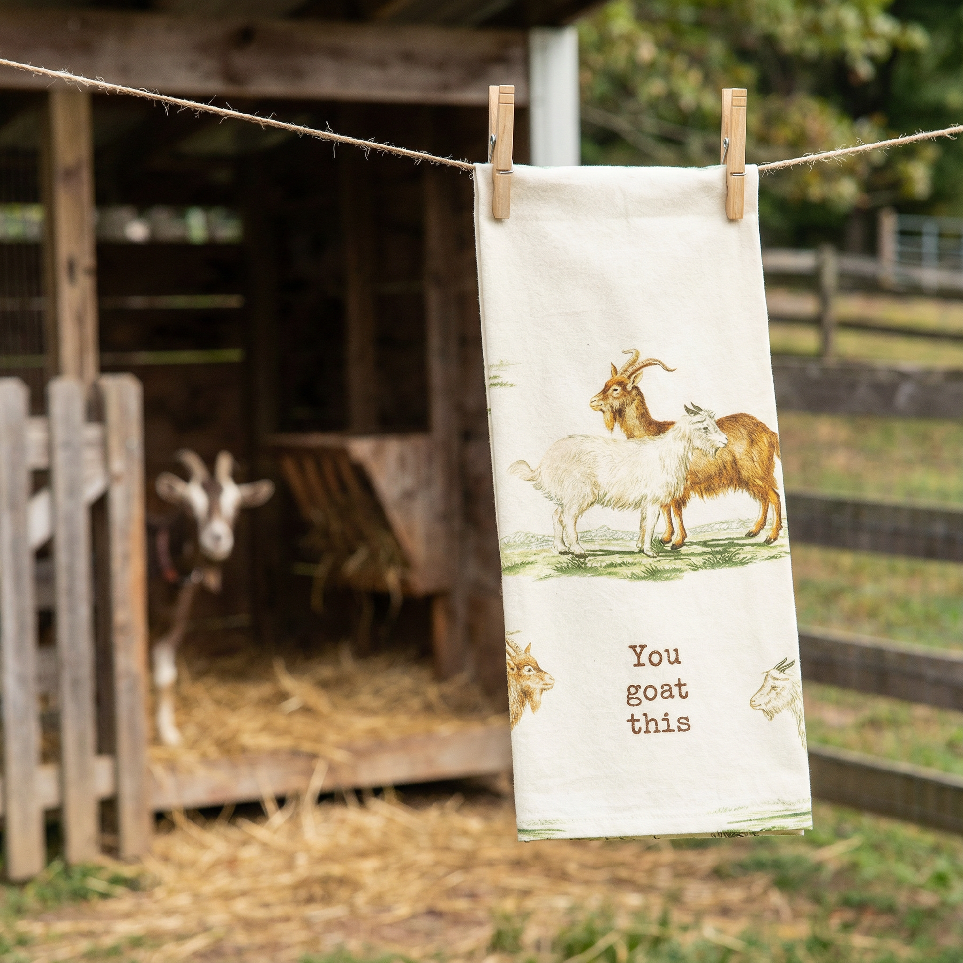 You Goat This Dish Cloth Towel | Cotten Linen Novelty Tea Towel | Cute Kitchen Hand Towel | 18" x 28"