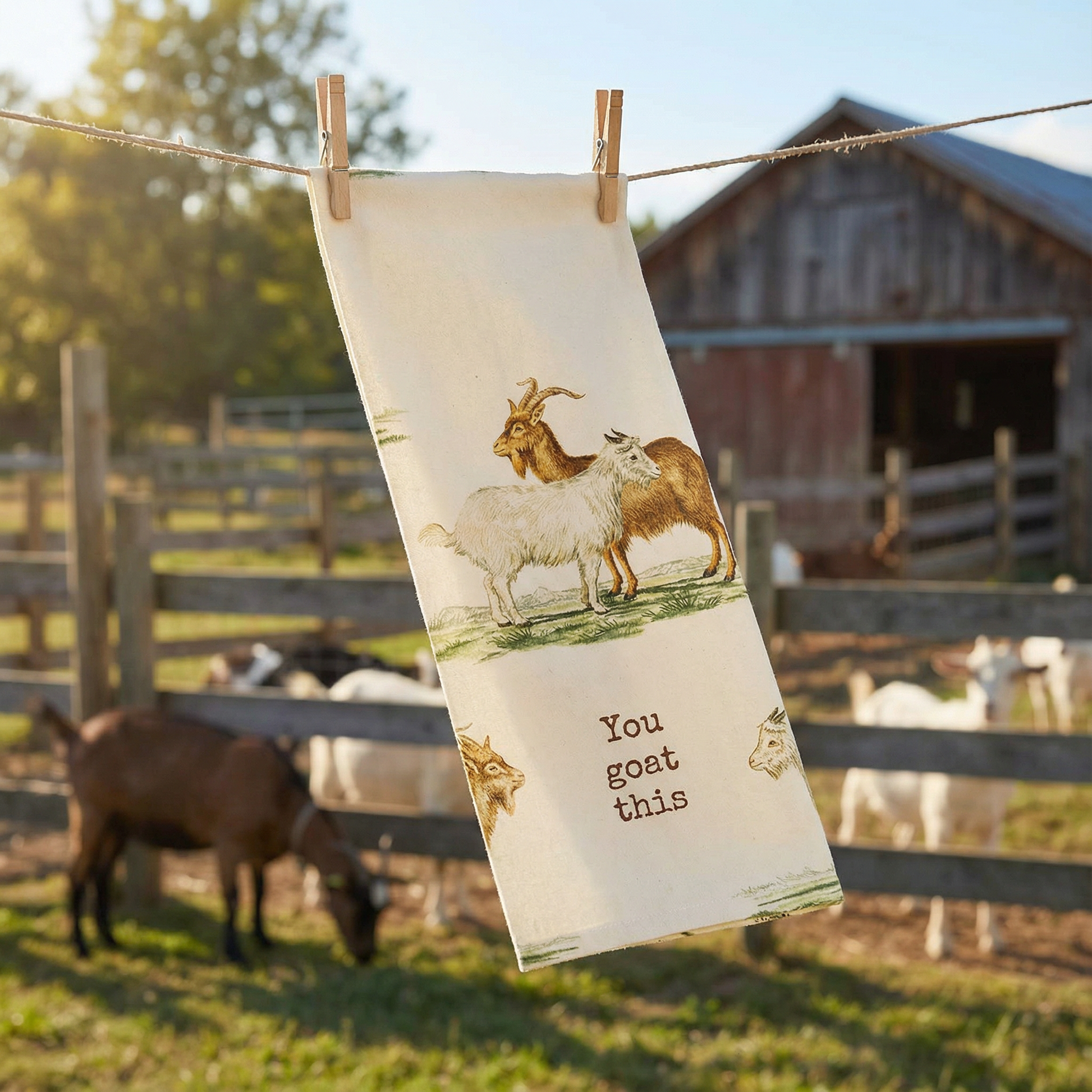 You Goat This Dish Cloth Towel | Cotten Linen Novelty Tea Towel | Cute Kitchen Hand Towel | 18" x 28"