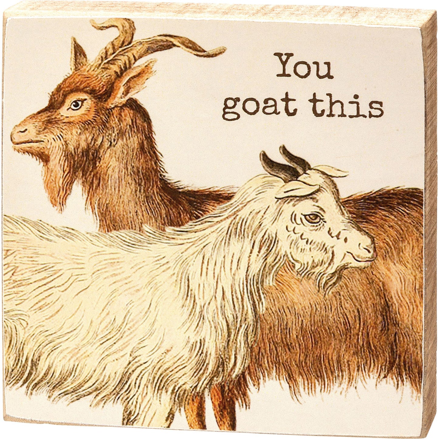 You Goat This Wooden Block Sign | 4" x 4"