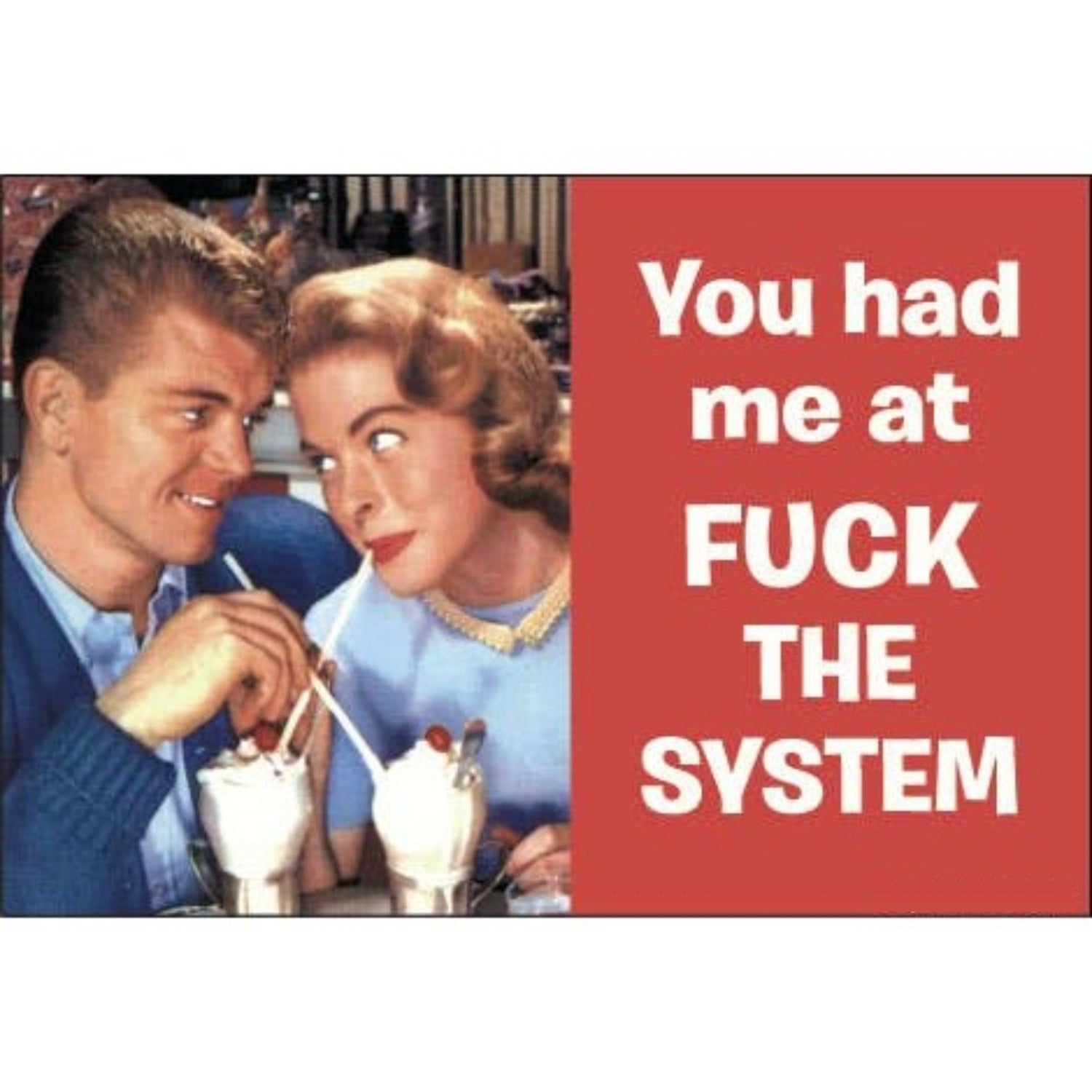 You Had Me At F*ck The System Rectangular Fridge Magnet | 3" x 2"-Ephemera-The Bullish Store