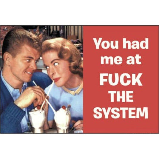You Had Me At F*ck The System Rectangular Fridge Magnet | 3" x 2"-Ephemera-The Bullish Store