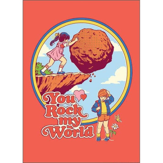 You Rock My World Retro Rectangular Magnet | '80s Children's Book Style Satirical Art by Steven Rhodes | 2.5" x 3.5"