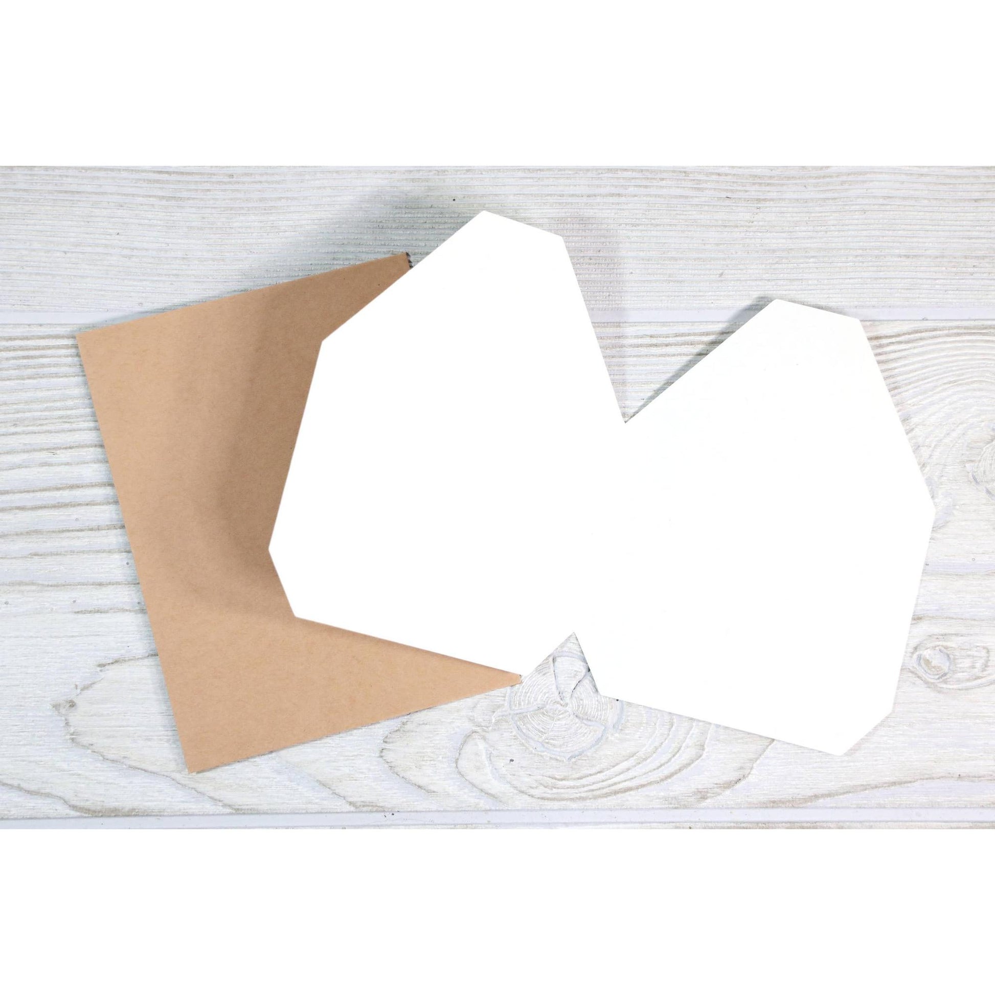 Inside of a blank greeting card with brown envelope