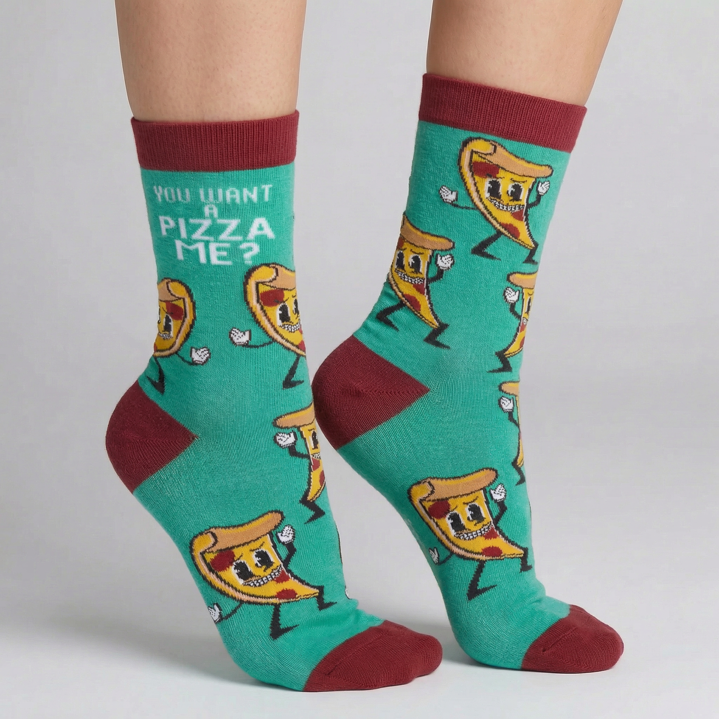 You Want A Pizza Me? Socks | Retro Food Pun Novelty Socks | Gift for Pizza Lovers