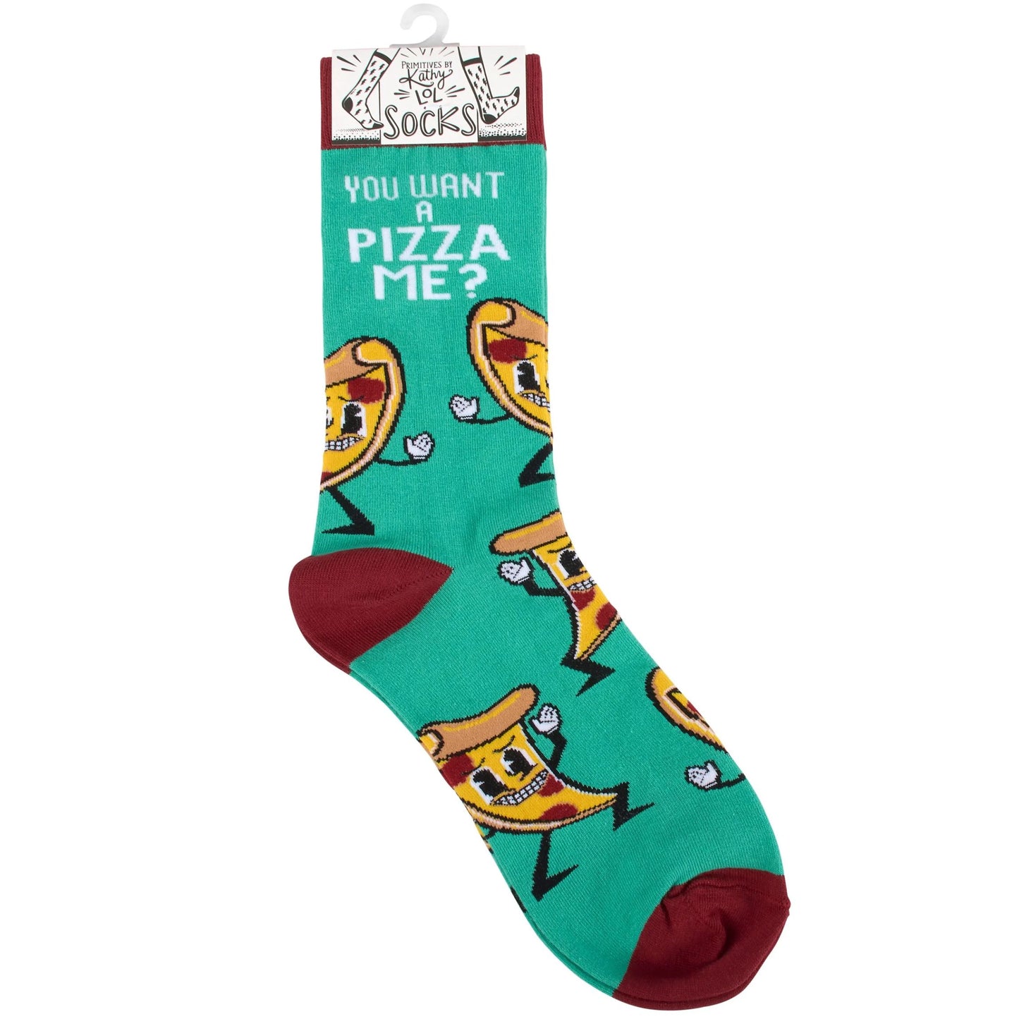 You Want A Pizza Me? Socks | Retro Food Pun Novelty Socks | Gift for Pizza Lovers