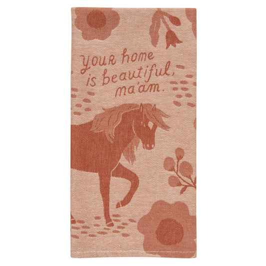 Your Home Is Beautiful Ma'am Woven Jacquard Kitchen Dish Cloth Tea Towel | Farm Horse