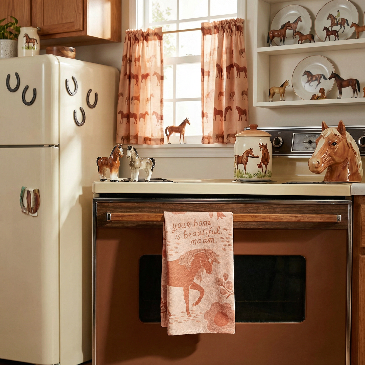 Your Home Is Beautiful Ma'am Woven Jacquard Kitchen Dish Cloth Tea Towel | Farmhouse Western Horse Theme | BlueQ at GetBullish