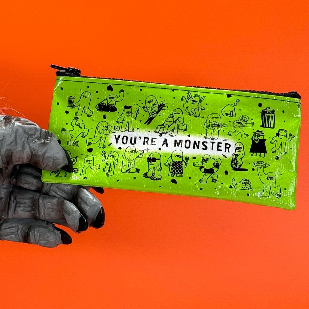 You're A Monster Pencil Case in Brat Green | 4.25" x 8.5" | BlueQ at GetBullish