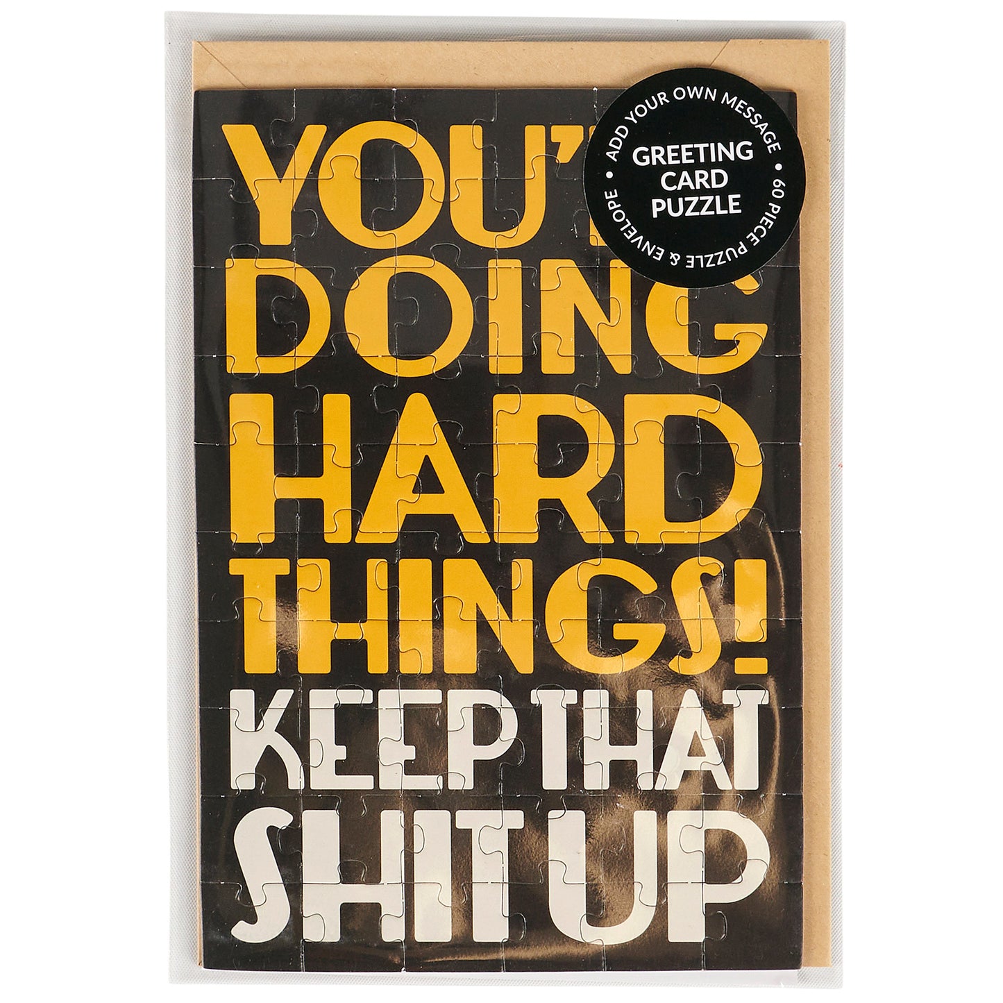 Jigsaw puzzle with motivational message on a white background