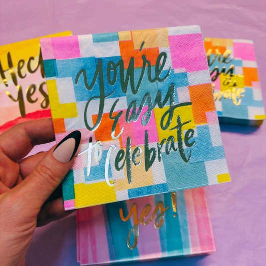 You're Easy to Celebrate Beverage Napkins | Party Cocktail Paper Napkin | 5"