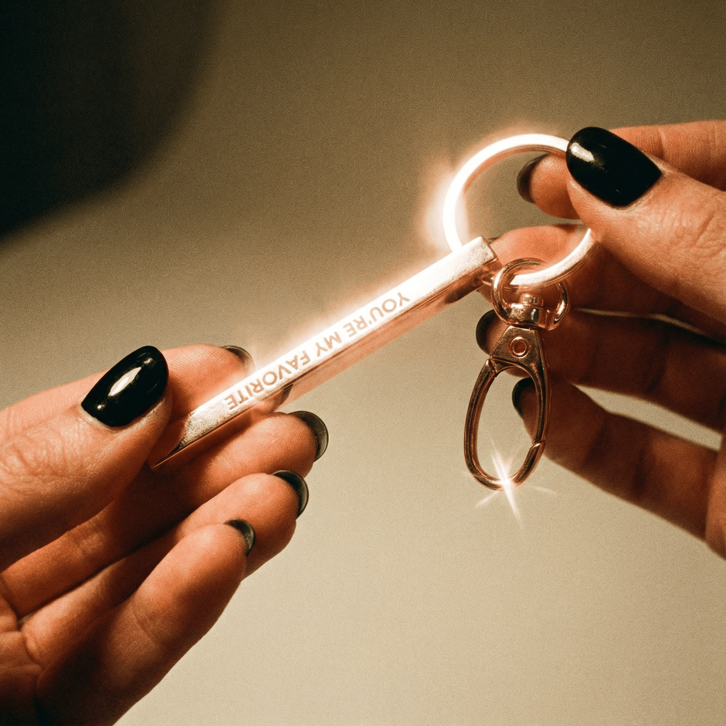 You're My Favorite Rose Gold Stamped Bar Keychain | Minimalist Metal Quote Keychain Stocking Stuffer