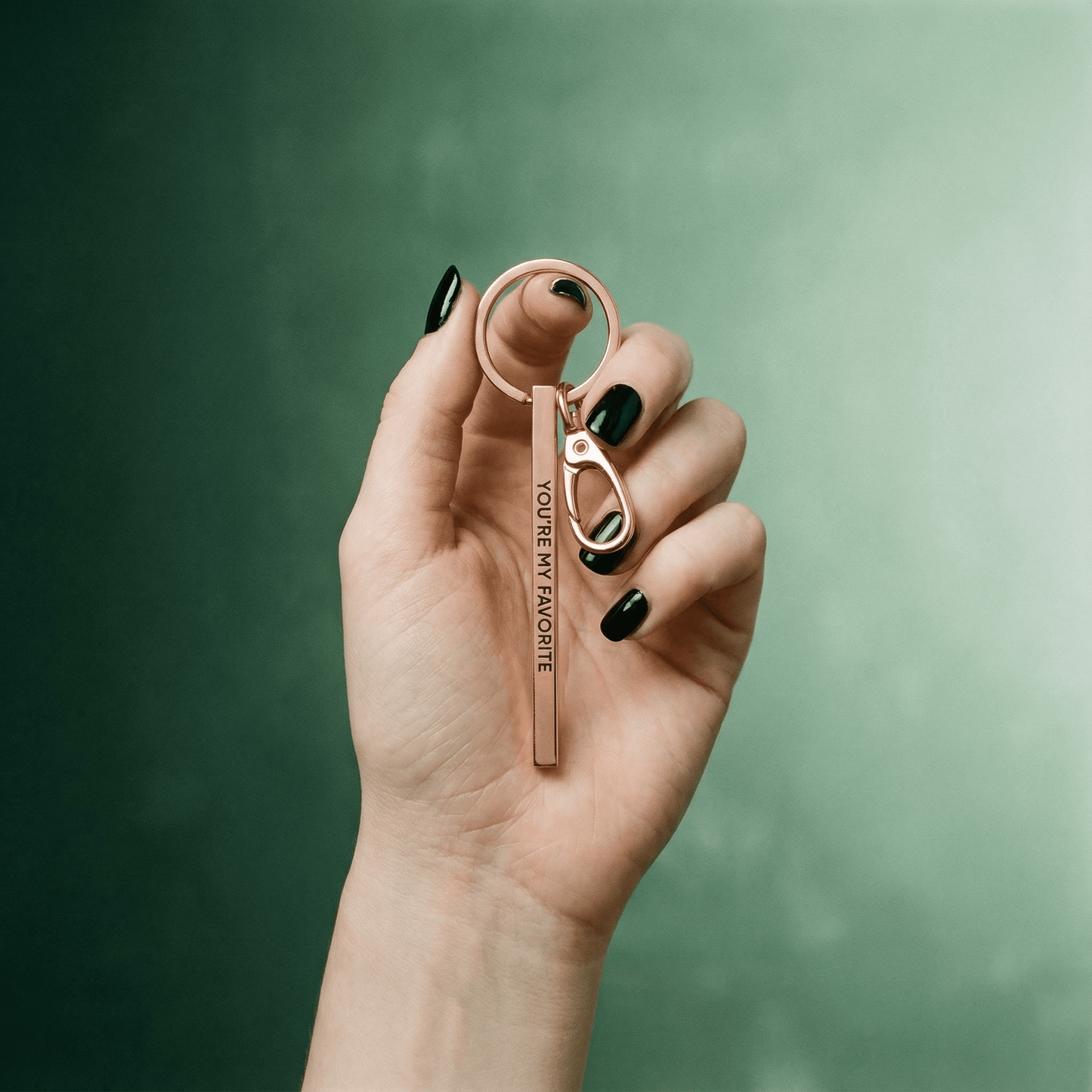 You're My Favorite Rose Gold Stamped Bar Keychain | Minimalist Metal Quote Keychain Stocking Stuffer