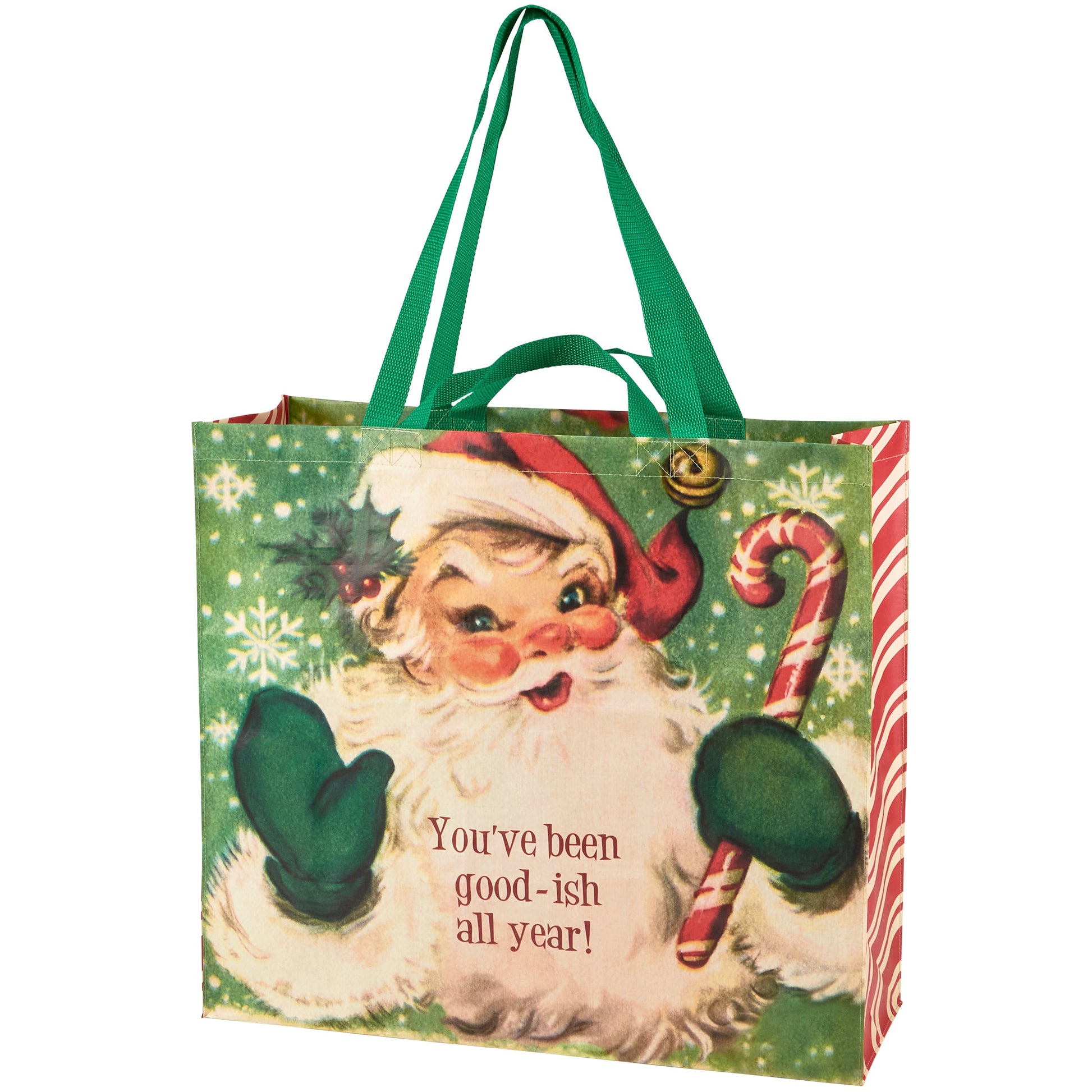 You've Been Good-ish All Year Santa Shopping Tote | Double-sided Reusable Gift Wrapping Eco Bag | 19.50" x 17.50" x 7"