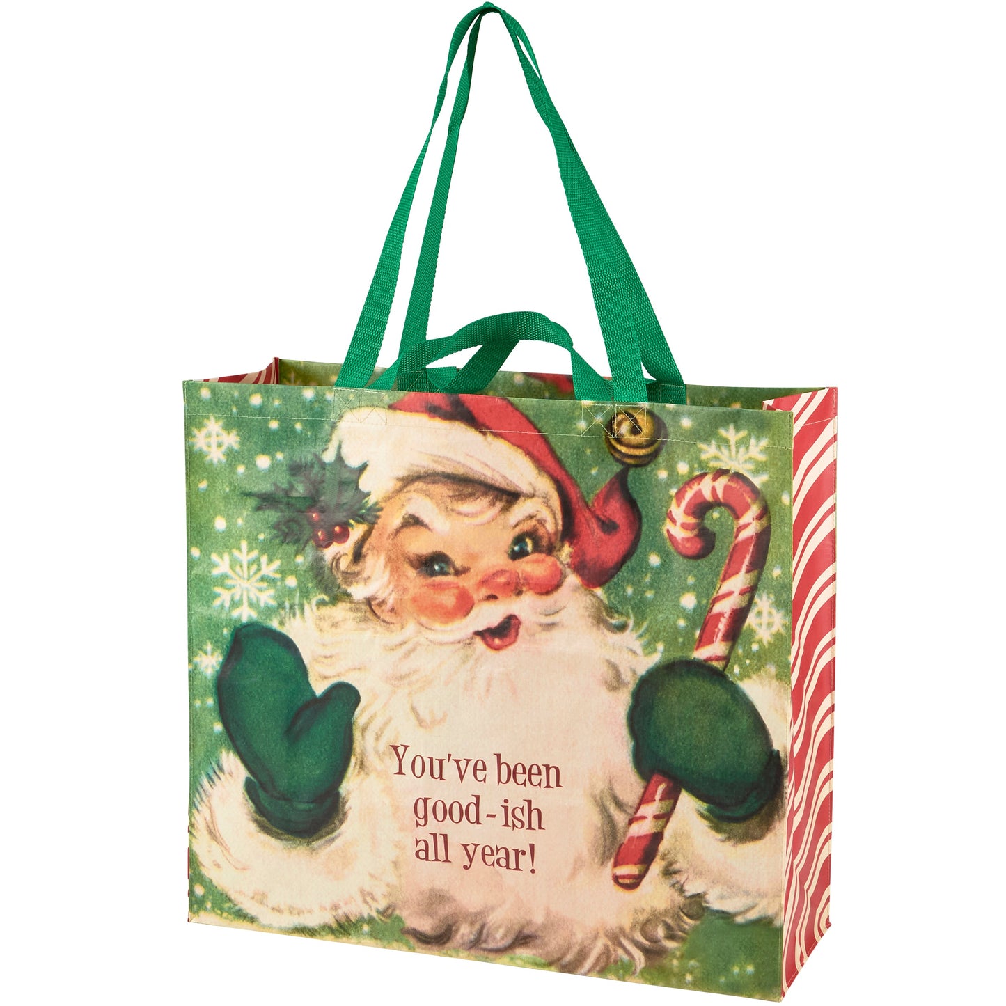 You've Been Good-ish All Year Santa Shopping Tote | Double-sided Reusable Gift Wrapping Eco Bag | 19.50" x 17.50" x 7"