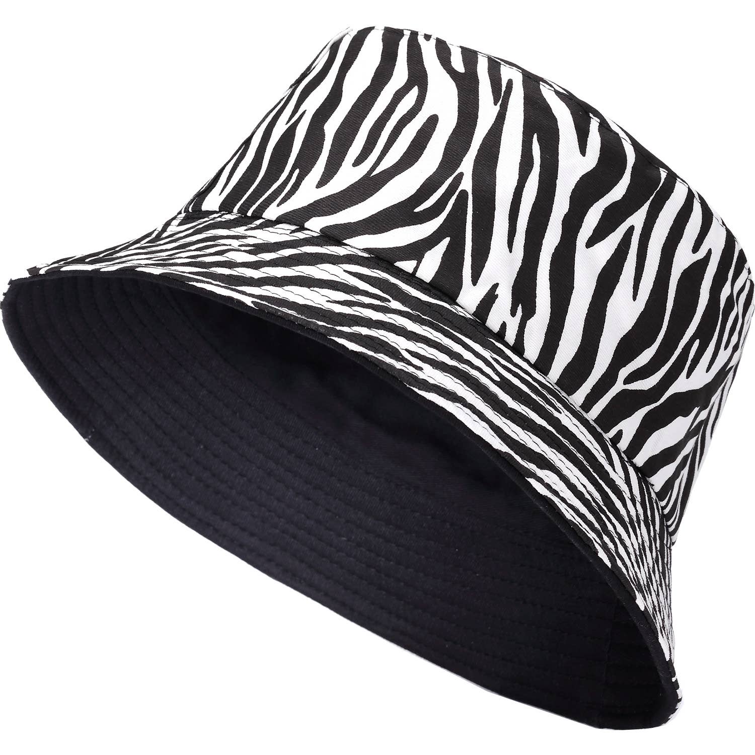 Zebra Print Bucket Hat in Black and White '90s Style Retro Gen Z Aesthetic