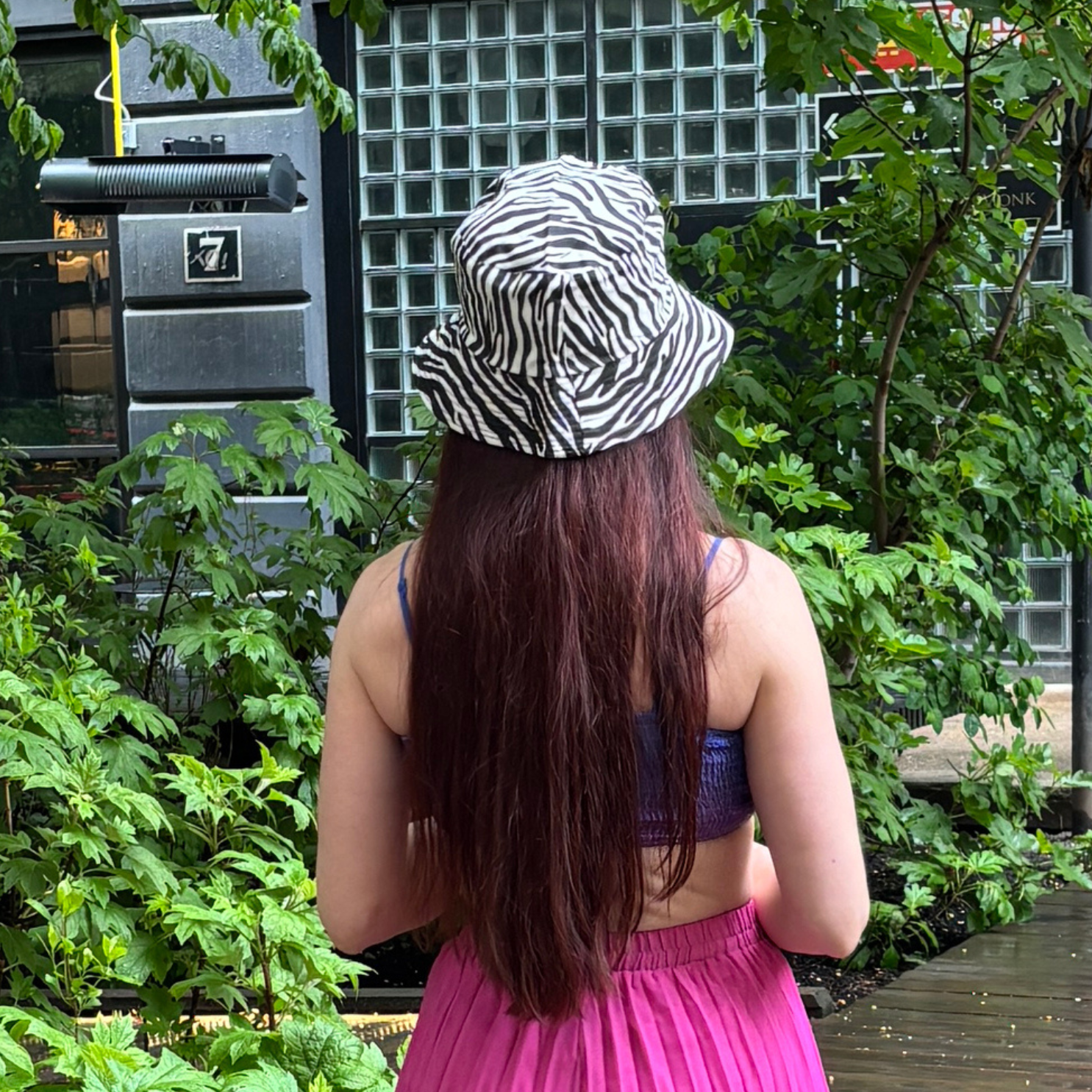 Zebra Print Bucket Hat in Black and White '90s Style Retro Gen Z Aesthetic