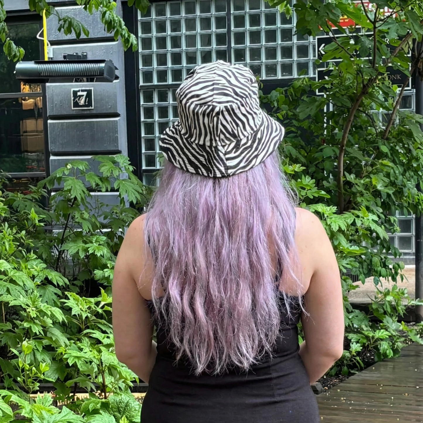 Zebra Print Bucket Hat in Black and White '90s Style Retro Gen Z Aesthetic