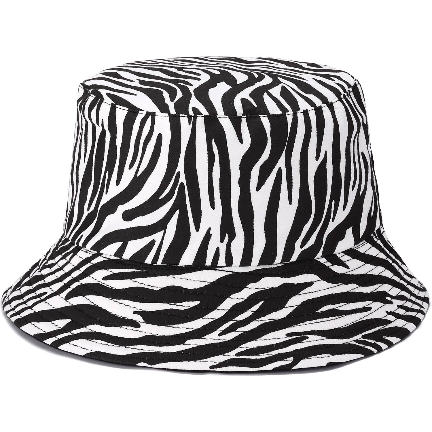 Zebra Print Bucket Hat in Black and White '90s Style Retro Gen Z Aesthetic