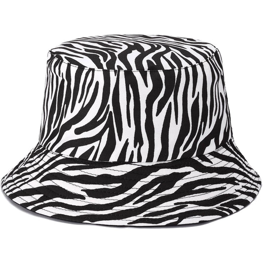 Zebra Print Bucket Hat in Black and White '90s Style Retro Gen Z Aesthetic