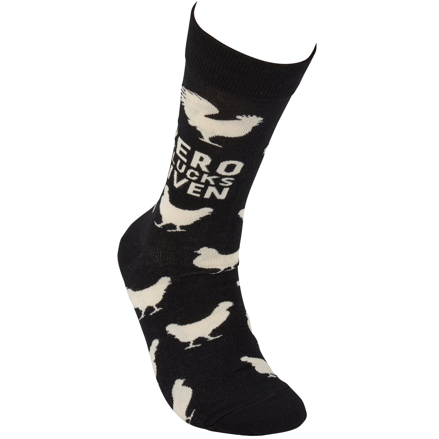 Zero Clucks Socks in Black and White | Farm Chicken Themed Novelty Socks