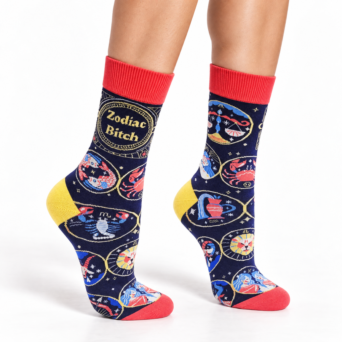 Zodiac Bitch Women's Crew Socks-Fabdaz-The Bullish Store