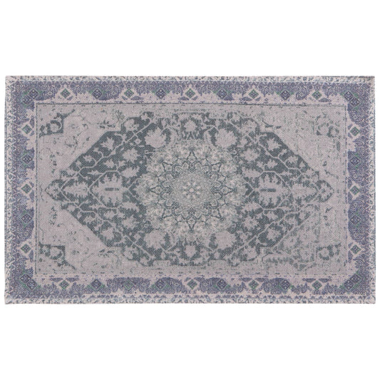 Dove Gray Heritage Rug | Upcycled-cotton Printed Mat Carpet | 2 x 3 Feet