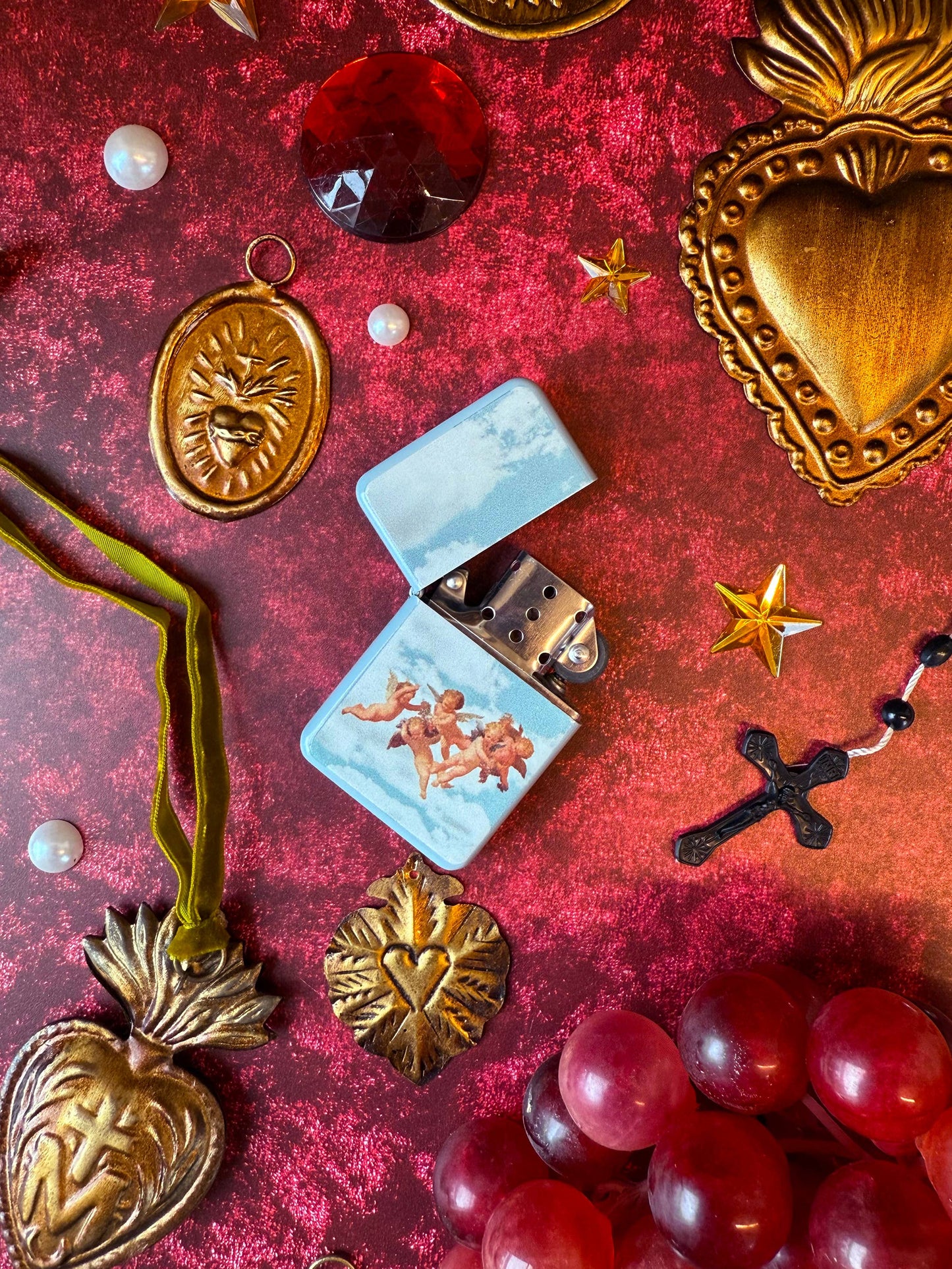 Cherub Refillable Lighter | Vintage Angel Cherub Metal Lighter | Retro Sky Aesthetic Pocket Lighter