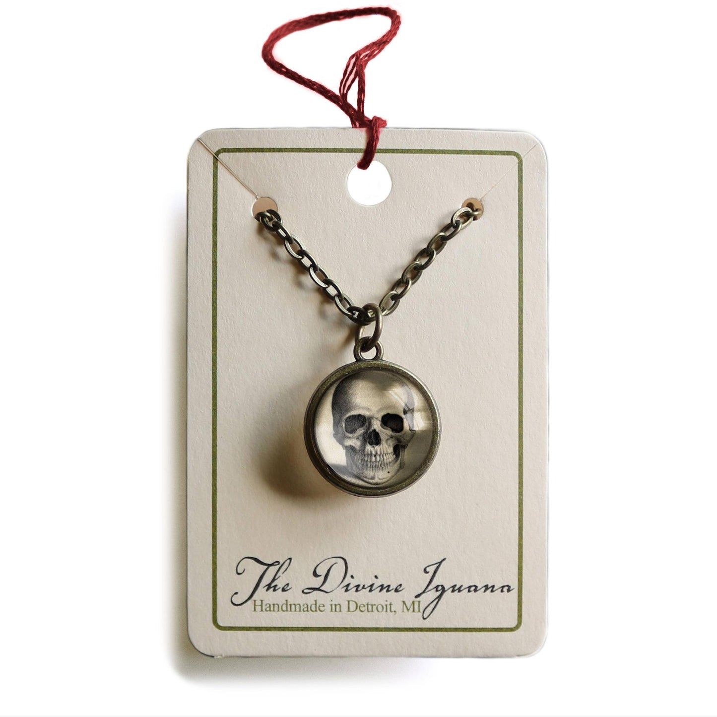 Pale Skull Simple Reversible Pendant Necklace