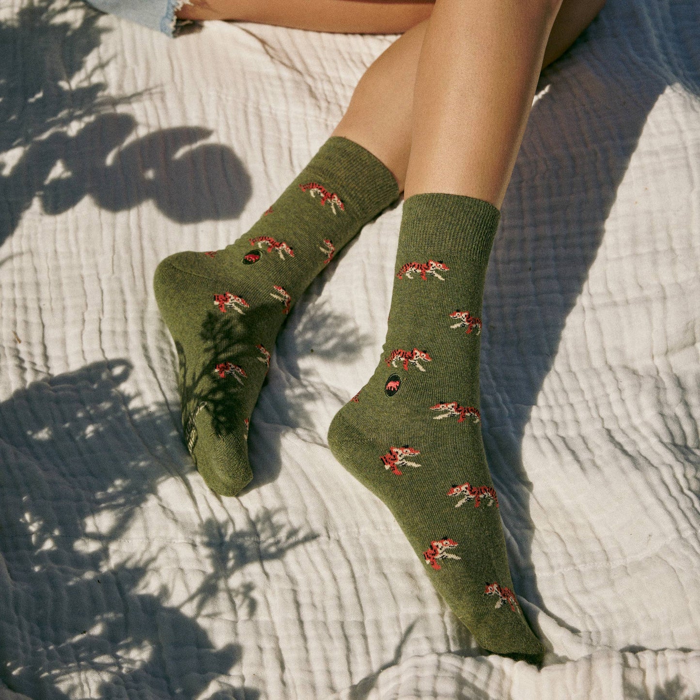 Men's Socks that Protect Tigers (Olive Green) | Fair Trade | Fits Men's Sizes 8.5-13