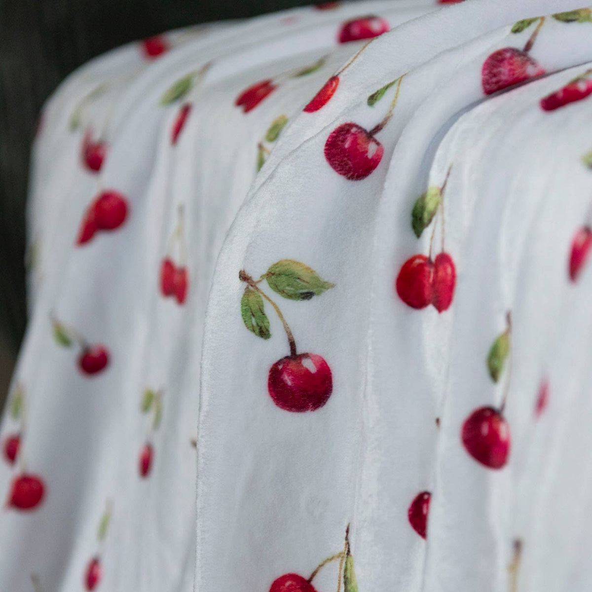Watercolor Cherry Velveteen Throw Blanket | 50" x 60"