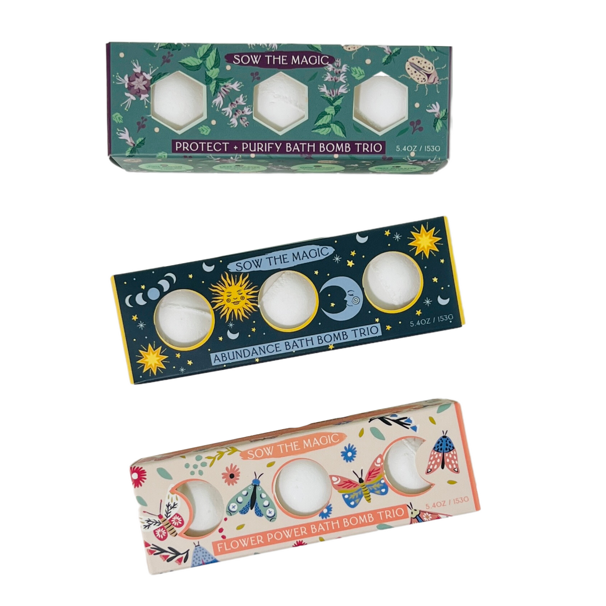 Moon Phase Protect + Purify Bath Bomb Trio | Basil + Lavender-Sow the Magic-The Bullish Store