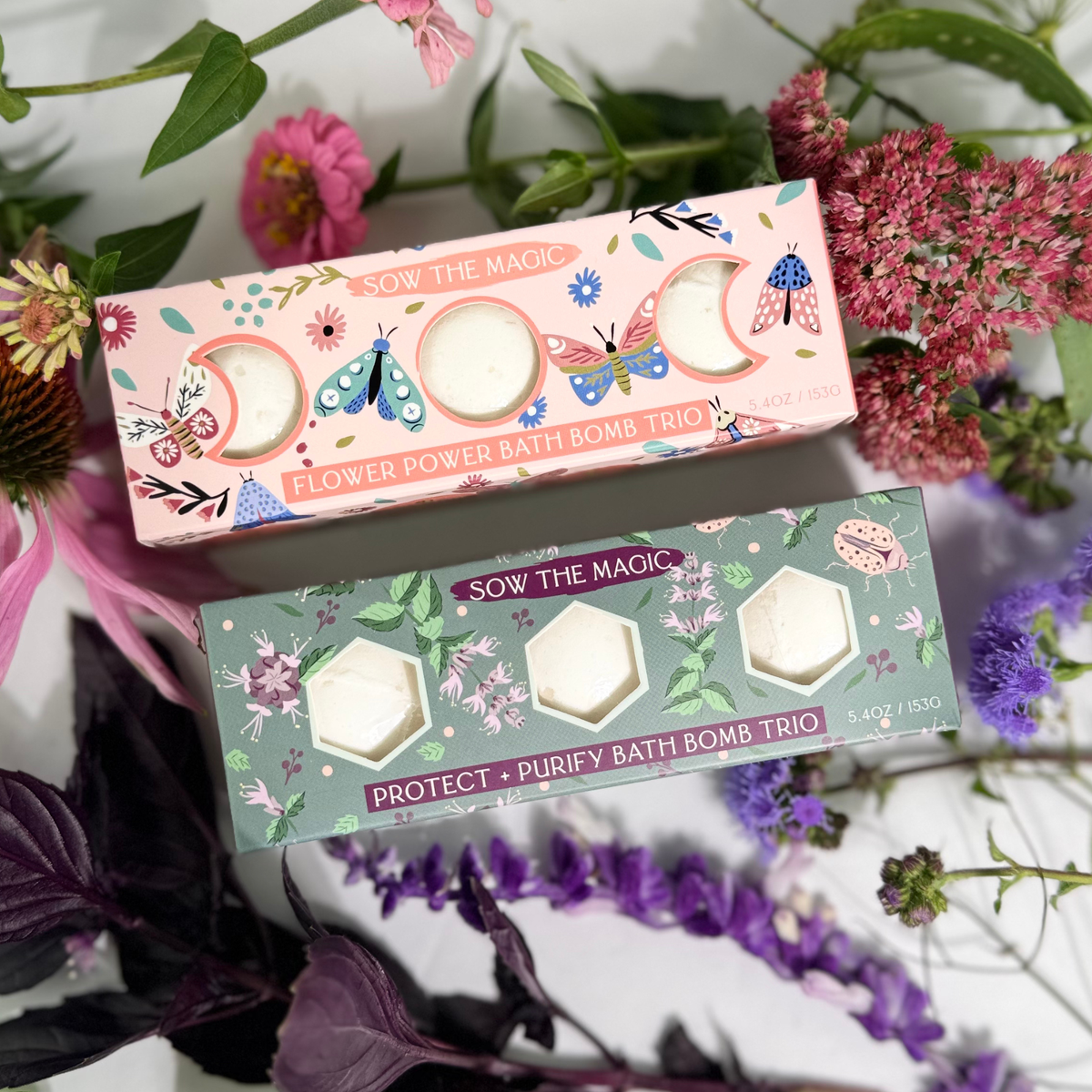 Moon Phase Protect + Purify Bath Bomb Trio | Basil + Lavender-Sow the Magic-The Bullish Store