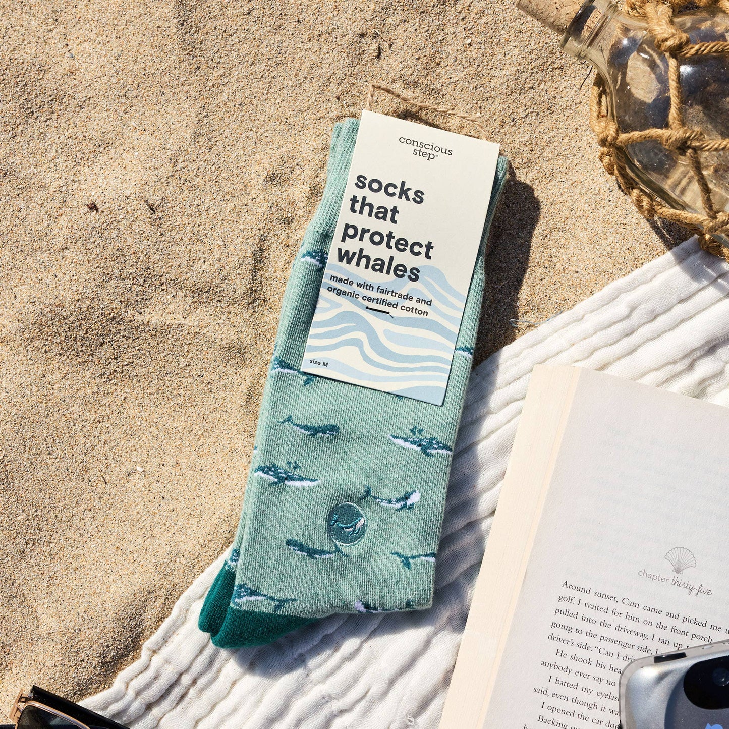 Men's Socks that Protect Whales (Sea Green) | Fair Trade | Fits Men's Sizes 8.5-13