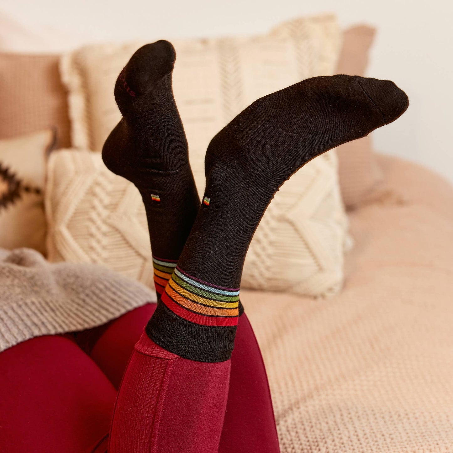 Men's Socks that Save LGBTQ Lives (Rainbow Stripe) | Fair Trade | Fits Men's Sizes 8.5-13