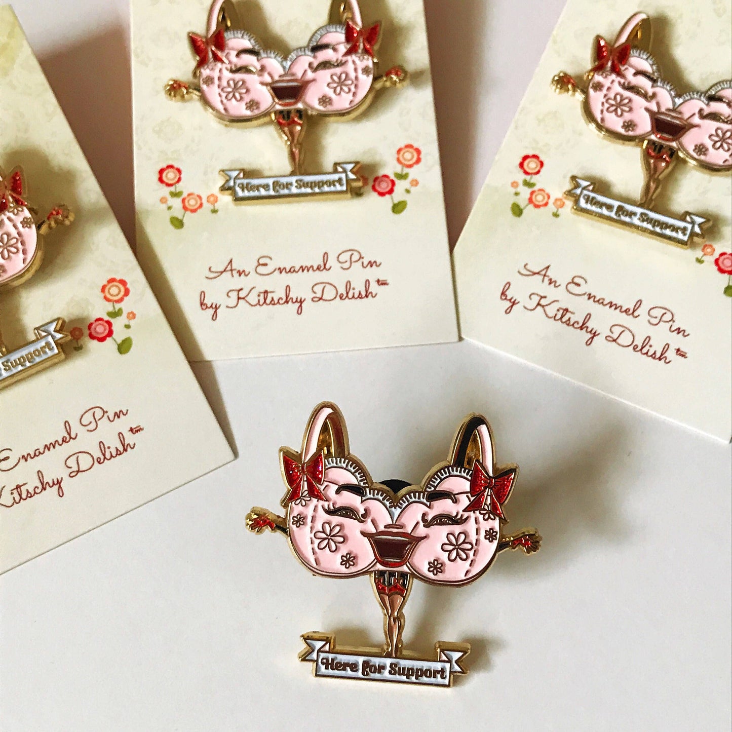Here for Support Glitter Faces Enamel Pin