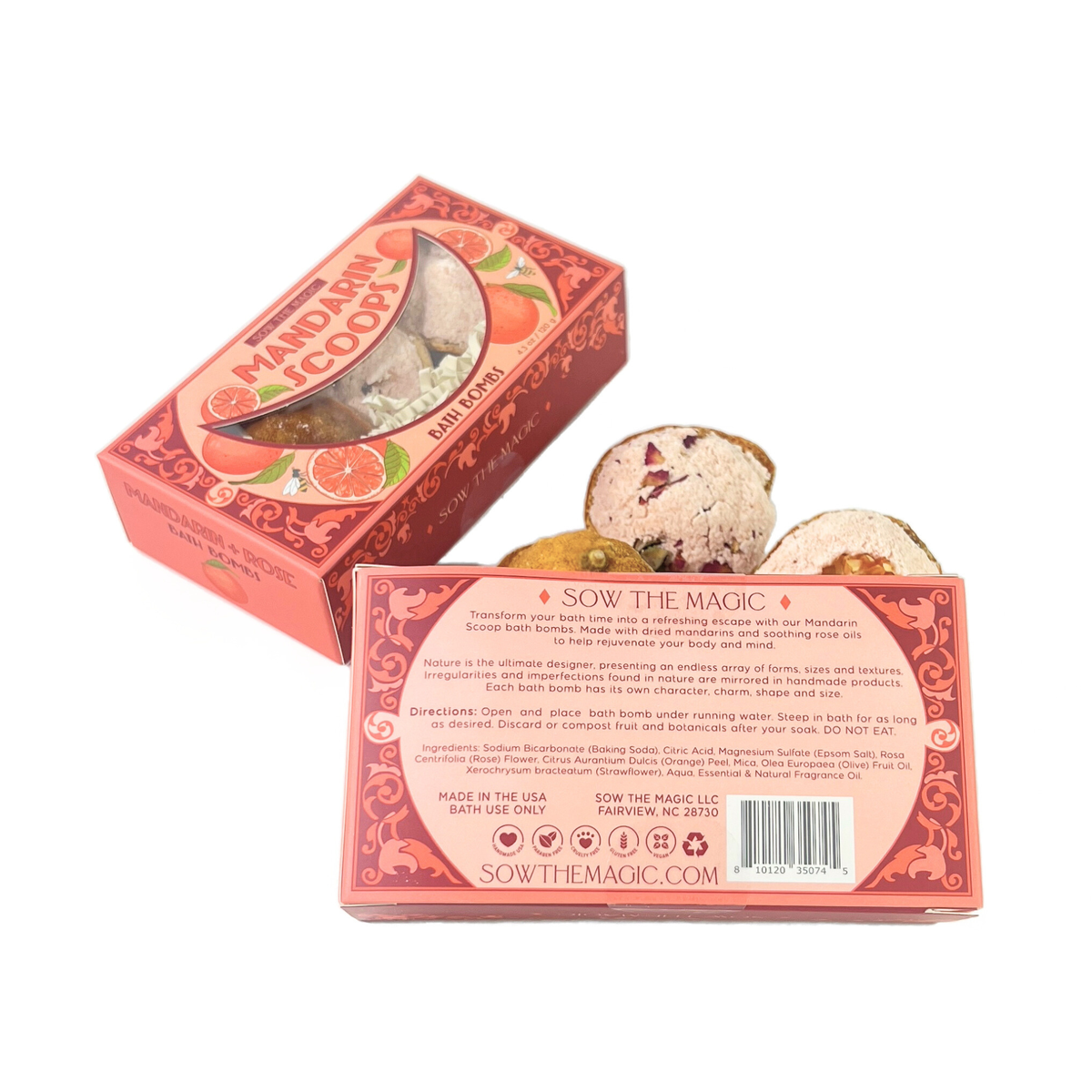 Mandarin Scoops Bath Bomb Gift Set | Citrus + Rose-Sow the Magic-The Bullish Store