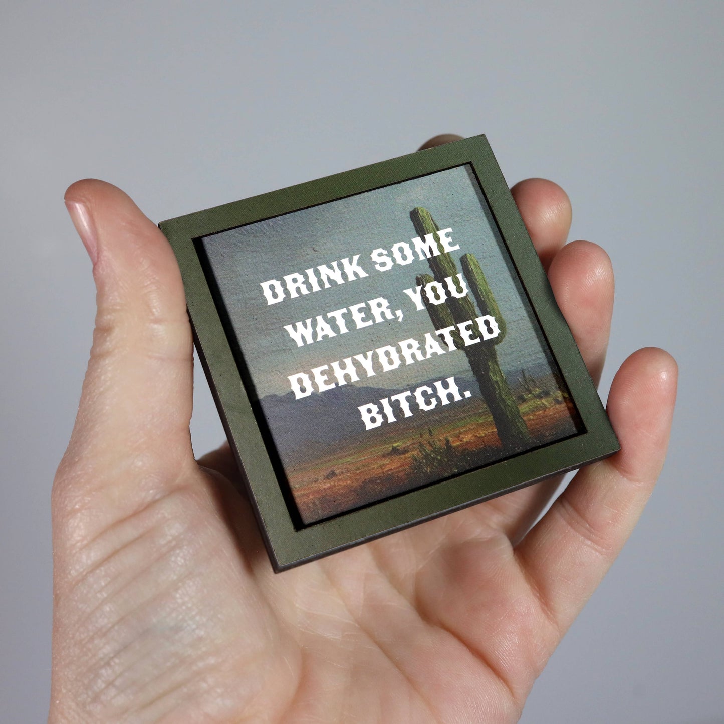 Drink Some Water You Dehydrated Bitch Funny Wooden Magnet