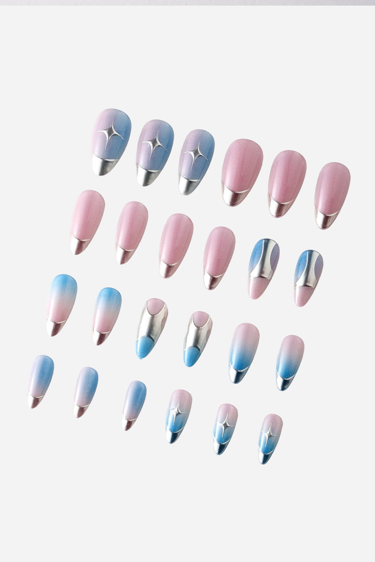 Titanium Jelly Gradient Press-On Nails | Pink Lavender Blue