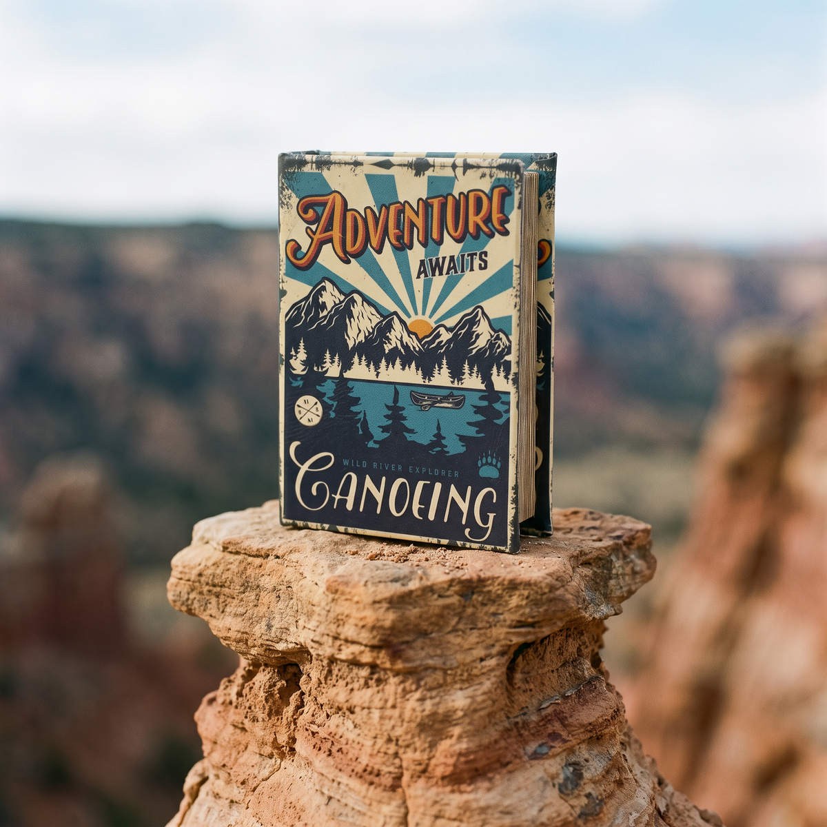 Adventure Awaits Canoeing Book Box | Men's Gift | Secret Stash or Trinket Box-Primitives by Kathy-The Bullish Store