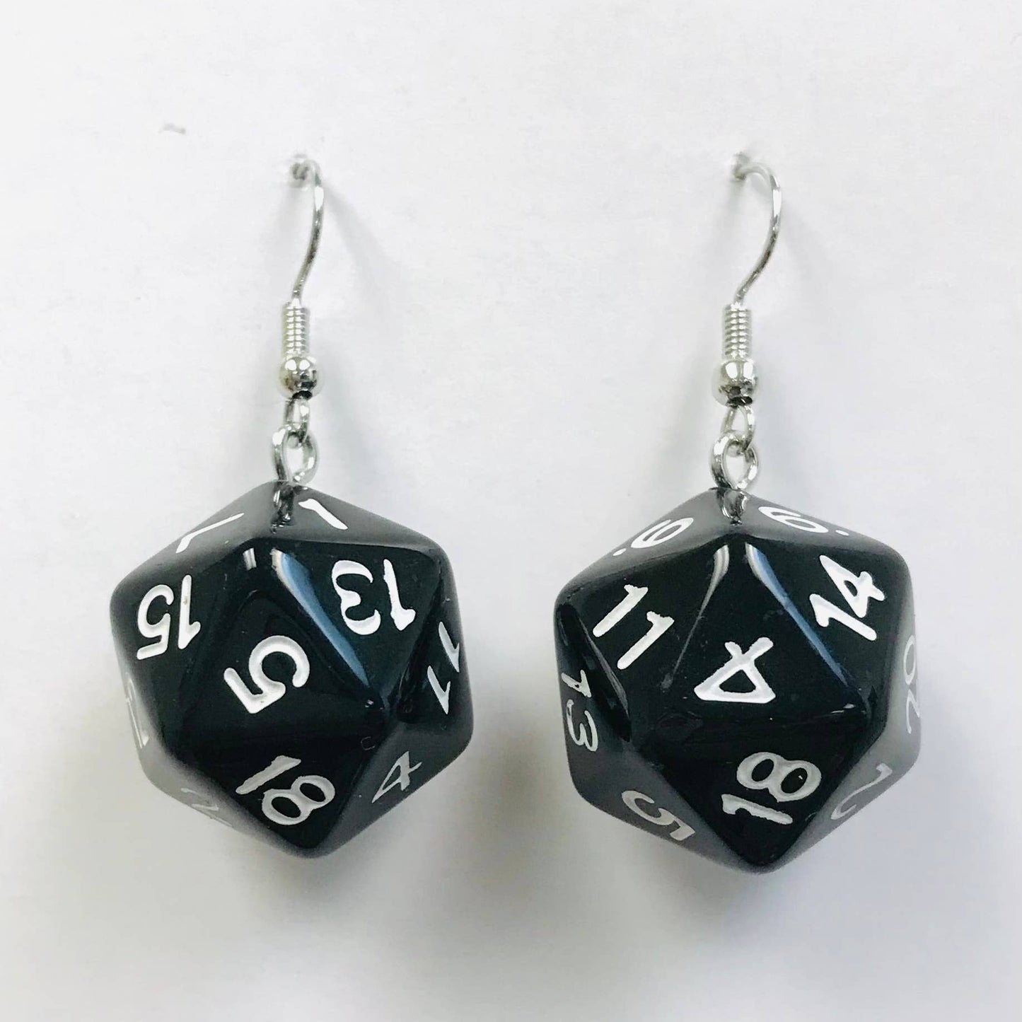 Black D20 Dice Earrings