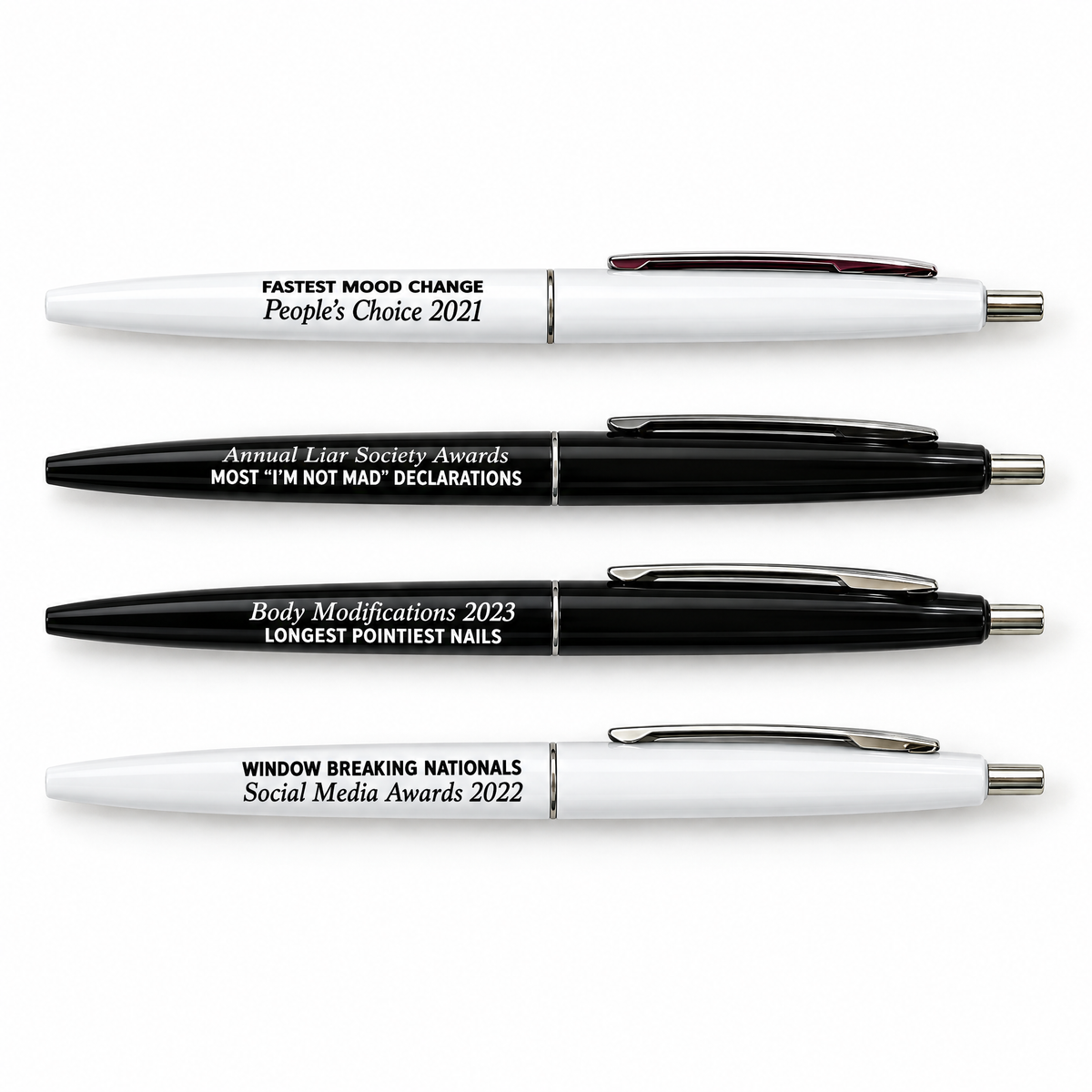 Crazy Bitches Awards Pen Set | 4 Vintage-Style Black Ink Pens